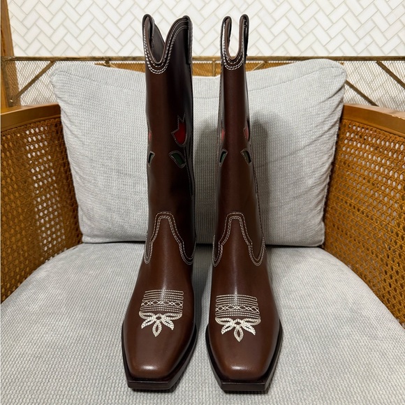 Loeffler Randall Wilder Espresso Leather Tulip Boot - Picture 6 of 11